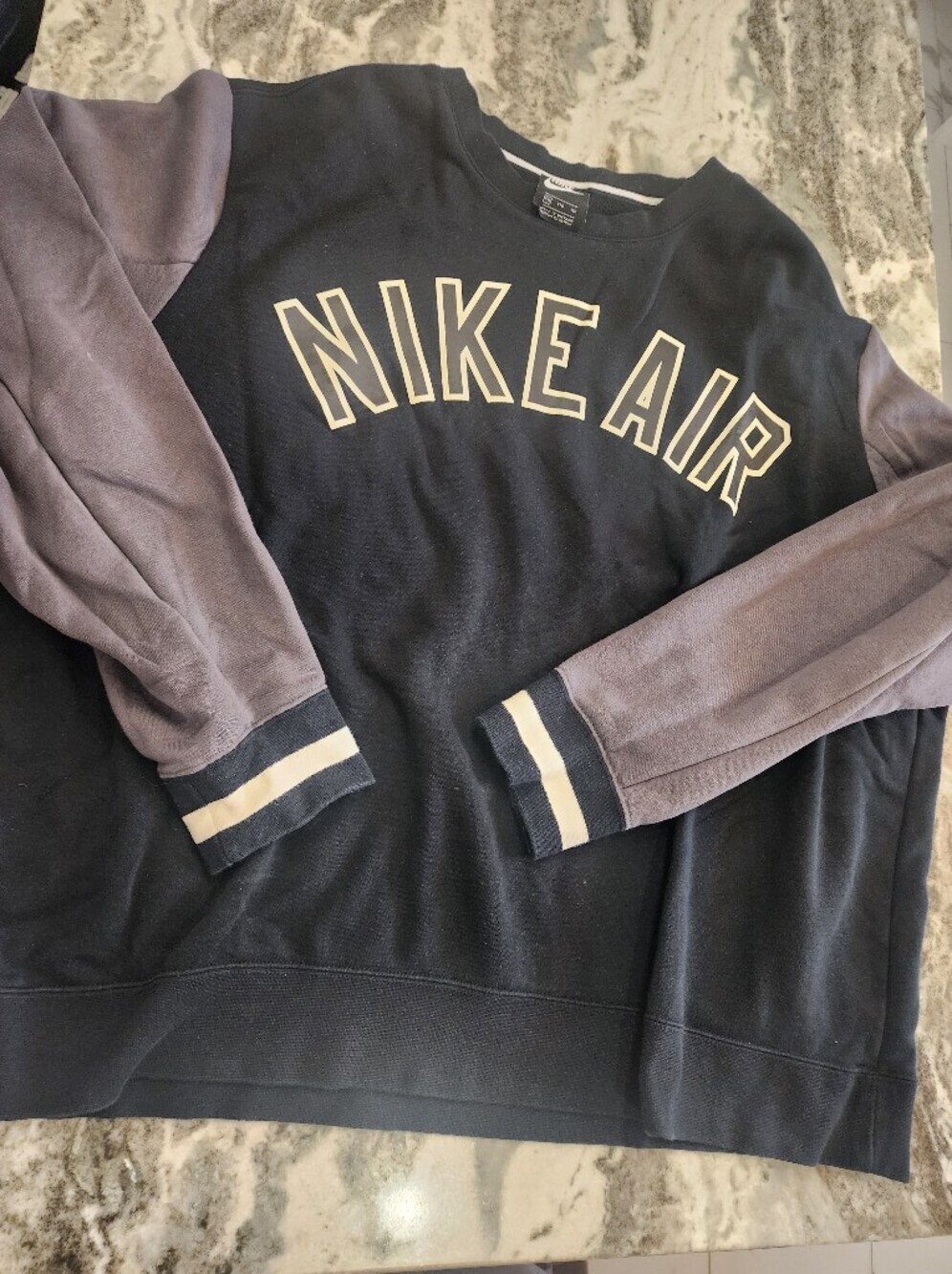 Nike Black and Gray Crewneck Sweatshirt with Contrast Stripes